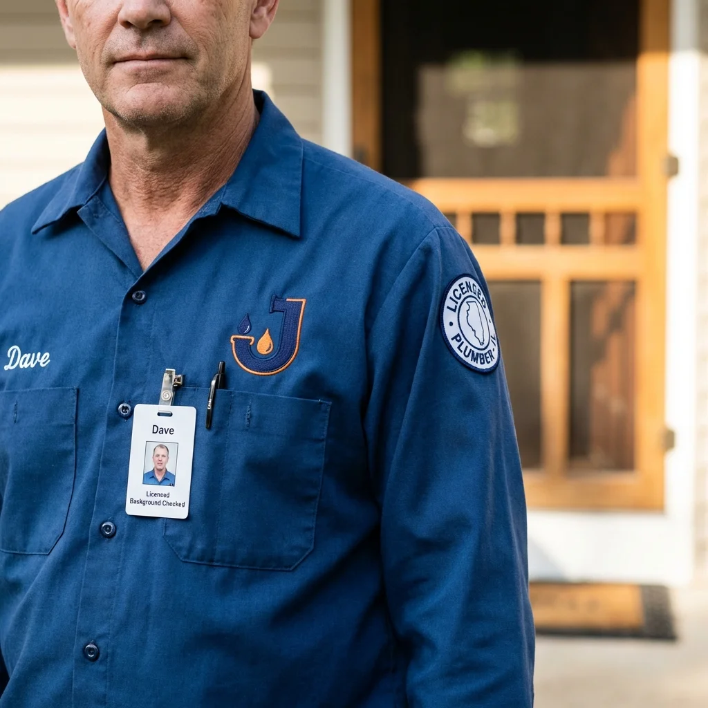 Licensed plumber showing ID badge in Walnutport, PA
