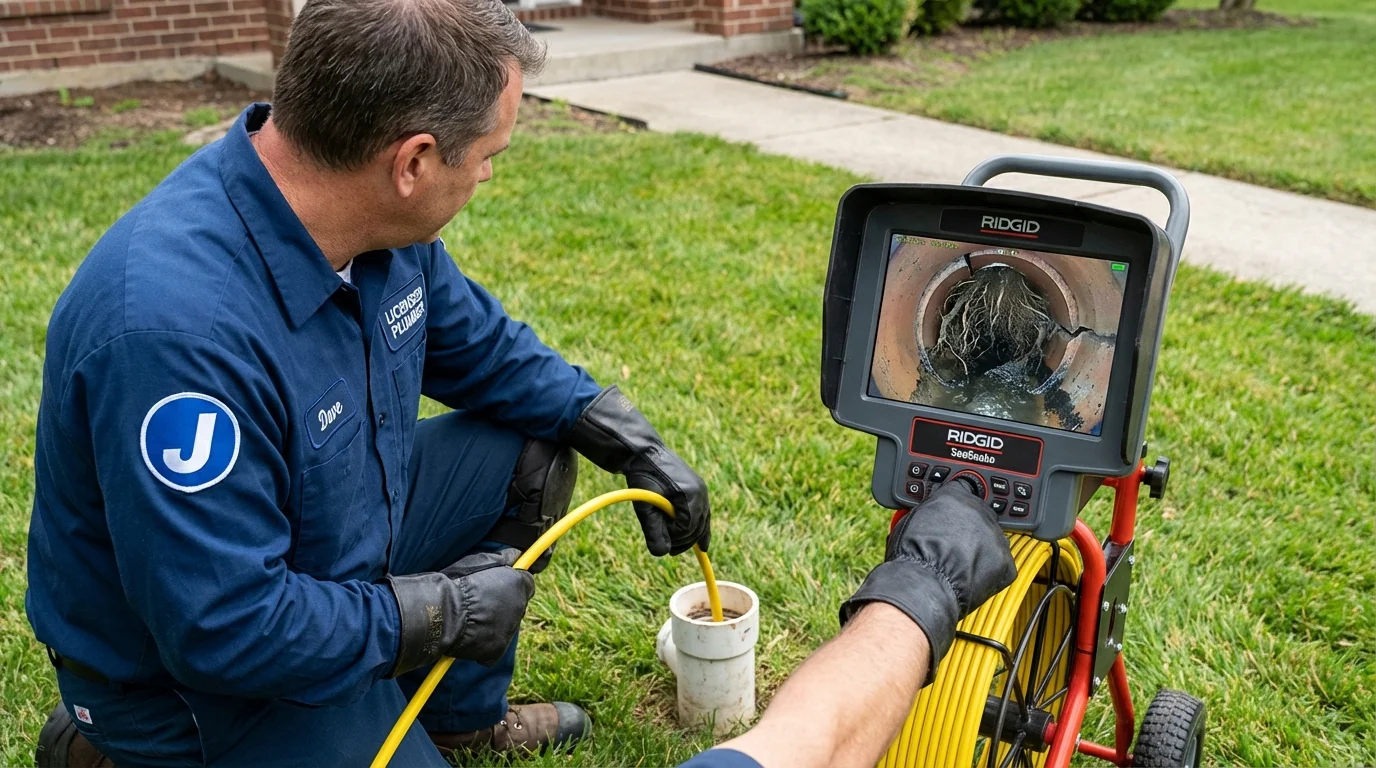 Sewer camera inspection being performed by Johns Plumbing LLC in Walnutport