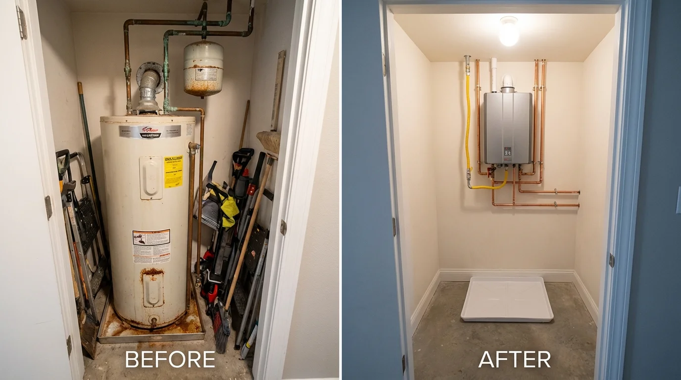 Tank water heater versus wall-mounted tankless unit comparison for Walnutport, PA homeowners