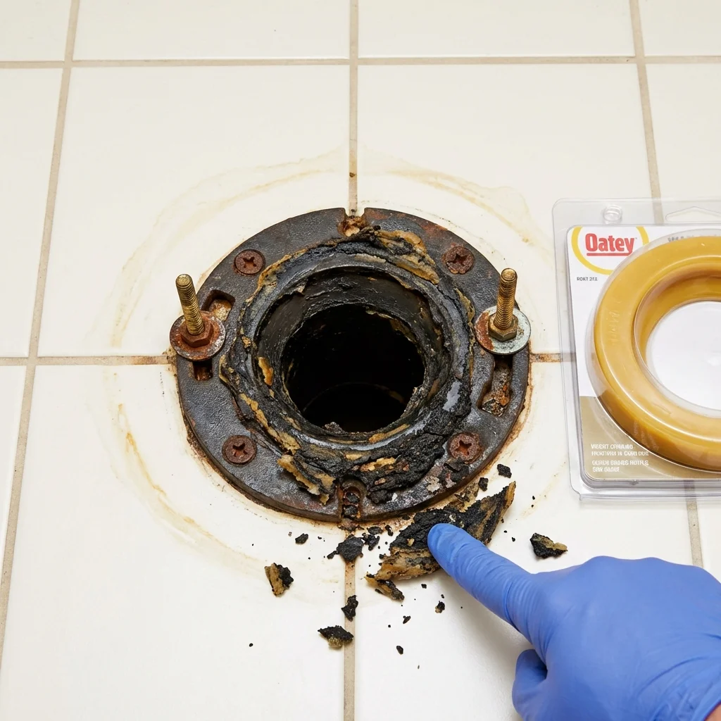 Failed wax ring showing water seepage at the base of a toilet in a Walnutport, PA home